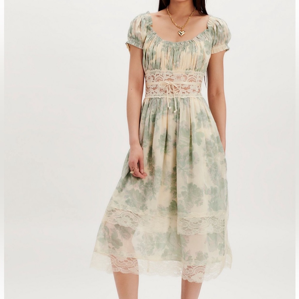 Free People Honeysuckle midi dress Cloud Oasis XS